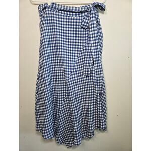 Maeve By Anthropologie Women's Blue Gingham Faux Wrap Midi Skirt. Size 10